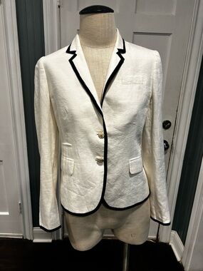 J. Crew school boy linen Blazer with Black Trim - Classic Tailored Jacket